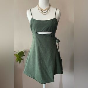 SOLD! La Hearts Green Cutout Wrap Mini Dress with Skort